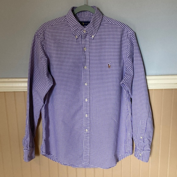 Polo Ralph Lauren Other - Polo Ralph Lauren Men's Purple & White Gingham Button-Down Dress Shirt
